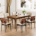 YaFiti Dining Chairs Set of 4, Dining Room and Kitchen Chairs, Mid Century Modern Accent Chair, Upholstered PU Leather Chairs for Vanity with Walnut Bentwood and Metal Legs, Greige