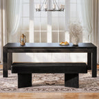 Tribesigns 47.24" Dining Bench, Modern Black Dining Table Bench with Sturdy Base, Wooden Kitchen Seating for Living Room, Entryway