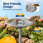 VIVOHOME Bird Bath for Outside, Polyresin Pedestal Birdbath, Gray