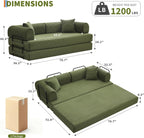 GarveeHome 79" Convertible Sleeper Sofa Bed Couch, 4-in-1 Corduroy Folding Sofa Bed with Pillow & Fixed-Shape, Floor Mattress Couch Loveseat for Living Room Apartments - No Assembly, Green