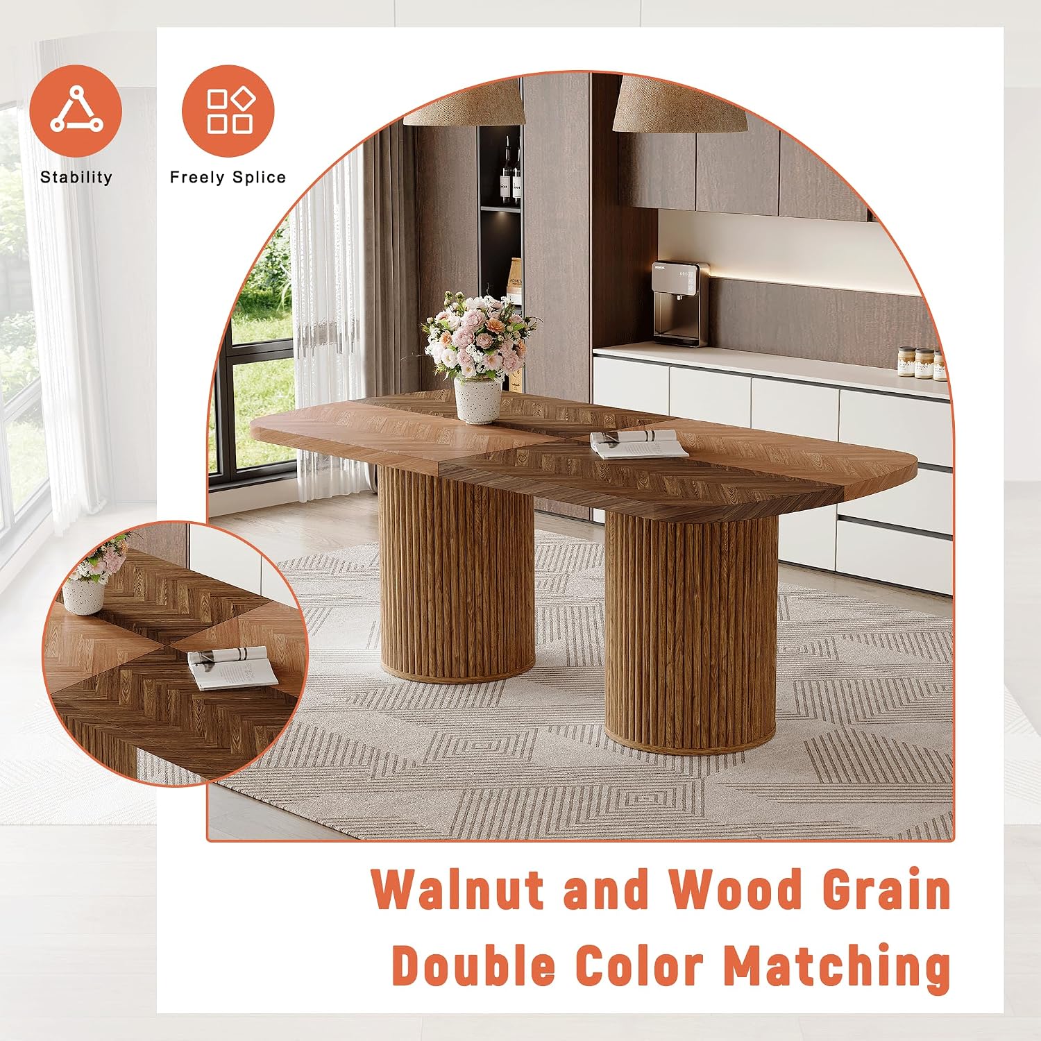 79" Dining Table Set for 8, 9 Piece Dining Table Set, Large Rectangular Farmhouse Kitchen Table with 8 Chairs, Ideal for Family Gatherings，Easy Assembly