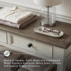 Signature Design by Ashley Bolanburg Farmhouse Sofa Console Table, White | Two-tone wood console, 22-inch deep storage, 2 smooth drawers, Made of veneers, wood and engineered wood