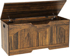 oakvivo Storage Chest, 31.5" Storage Bench with 2 Safety Hinges, Farmhouse Style, 31.5 x 15.7 x 18.3 Inches, U-Shaped Opening for Entryway, Bedroom, Living Room, Supports 330 lb, Rustic Brown