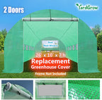 YardGrow Greenhouse Replacement Cover Larger Walk in Outdoor Plant Gardening Greenhouse, 2-Doors with 2 Mesh Windows, Frame Does NOT Included (26'x10'x7')