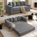 76" Convertible Sofa Bed, Corduroy Couch with Cup Holders & Pocket | 2-in-1 Sleeper Sofa, Pull-out Couch Bed with 5 Pillows, Living Room, Small Spaces, Bedroom, No Assembly