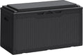 Greesum 100 Gallon Resin Deck Box Large Outdoor Storage Boxes with Cushions for Garden Tools, Patio Furniture Pillows, Pool Supplies, Black
