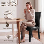 LSSBOUGHT Modern Dining Chair Urban Style Linen Kicthen Chairs with Solid Wood Legs for Dining Room and Restaurant (Black, Set of 6)