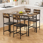 Kitchen Table Chairs Set of 4, 5-Piece Modern Dining Table Set | Kitchen Table and Chairs for Small Space with Upholstered Padded Chairs, Apartment, Rustic Brown