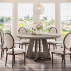 Tribesigns 47 inch Round Dining Table Wood Kitchen Table for Dining Room, 47" Dinner Room Tables for 4-6, Farmhouse Accent Furniture with Wooden Tabletop and Cross Base, Rustic Grey | for Dining Room