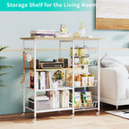 HapiRm Rolling Kitchen Microwave Cart - 4 Tier Microwave Table Stand with Pull-Out Baskets, Coffee Bar Baker's Rack with Wheels Rolling Storage Cart Organizer Shelf for Living Room Office, Balcony