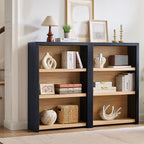 Book Shelf, 3-Tier Bookshelf with Adjustable Shelves,Free Standing Modern 48'' Tall Bookcase with Open Display Storage,Floor Vintage Bookshelves for Living,Office (2, Gray Black / Natural, 3-Tier)