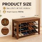 Shoe Rack Bench with Lift-Top Storage,3-Tier Shoe Storage Bench with Wooden Seat,550lbs Heavy Duty Entryway Bench for Hallway,Foyer,Front Door,Closet,Shoe Organizer Bench,31.5"