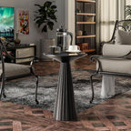 COZAYH Pedestal Small Drink Table Round Martini Table Wood Plant Stand End Table for Small Space Living Room, Bedroom, Black