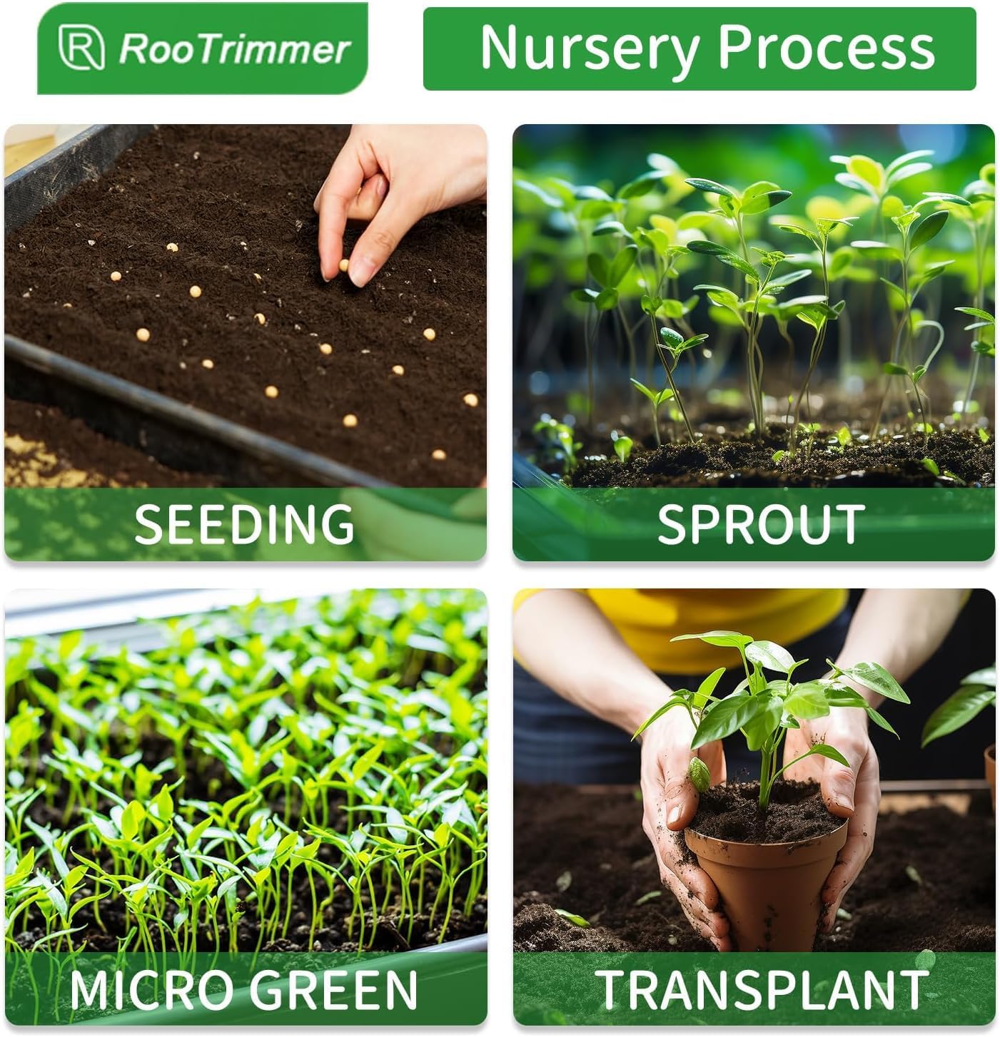 20 Pack Shallow 1020 Trays No Holes, Heavy Duty Reusable Seed Starter Flat Seedling Tray for 72/128 Cell Plug Tray, Transplant, Microgreen & Seed Germination (21"×11", 1.6" Deep, TD538)