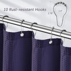 60 inch Waffle Shower Curtain - Heavy Duty Thick Fabric Lilac Shower Curtains for Bathroom, Weighted Hotel Spa Luxury Water Repellent Cloth Bath Curtain with 10 Hooks, Lavender