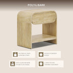 Poly & BARK Aledo 22” Nightstand – Solid and Veneered Wood Construction with Waterfall Edge Detail, One Smooth-Glide Drawer on Metal Runners – Modern Bedside Table for Stylish Bedrooms