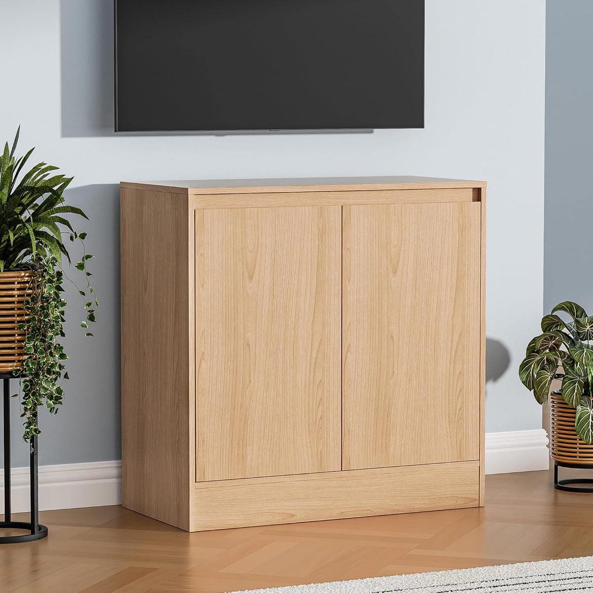 Housoul Buffet Cabinet with Storage, Coffee Bar Cabinet with 2 Doors and Adjustable Shelf, Modern Kitchen Buffet Sideboard for Living Room, Kitchen, Oak