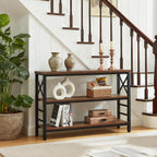 Hombazzar 3-Tier Sofa Table,Console Tables for Entryway,Brown 47" | Stable Support,Multi-functional use for home,Easy Assembly,Scratch Resistant & Rustproof