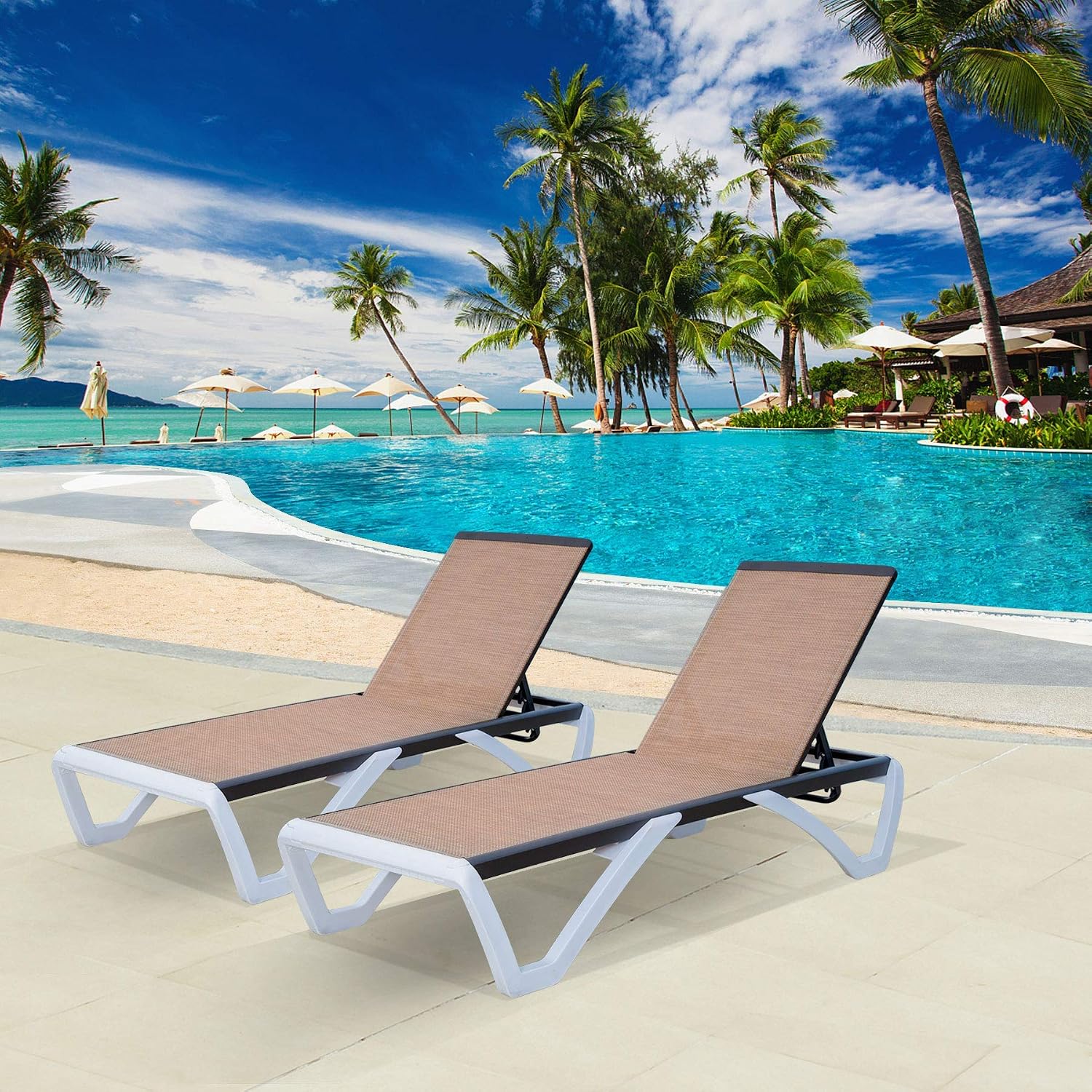 Domi Pool Patio Lounger Chair Outdoor Chaise Lounge Chair