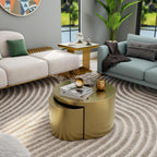 BQueen Round Nesting Coffee Table Set of 2, Brushed Gold Stainless Steel Modern Coffee Tables, 2 in 1 Space Saving Stackable Accent Tables for Living Room, Small Space Apartment