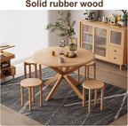 Stackable Stools Set of 4, 100% Solid Wood Stool No Installation Required, Side Table Multifunctional Space Saving 18 Inch Round Stool Modular Interlocking Coffe Table for Living Room