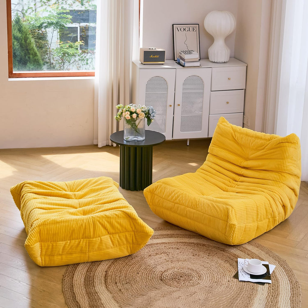 N&V Ottoman for Fireside Chair and Sofa, Soft Premium Corduroy,Foam Ottoman for Accent Chair, Living Room Bedroom(Future Dusk)