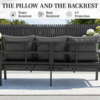 Outdoor Patio Furniture Set, 1 PCS 3-Seat, All-Weather Metal Modern Outside Sofa with Washable Thick Cushion for Garden/Backyard/Porch, Grey