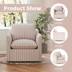 INZOY Swivel Accent Chair with Thick Padded Backrest Cushion, Swivel Reading Chair for Living Room Bedroom Small Spaces, Brown