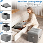 Dayacoco Storage Ottoman Foot Rest Stool, Holds Up to 350lbs, 43L, Foldable | Small Ottoman with Storage, Foot Rest Stool with Thicker Foam Padded Seat, 17x13x13in, Drak Gray