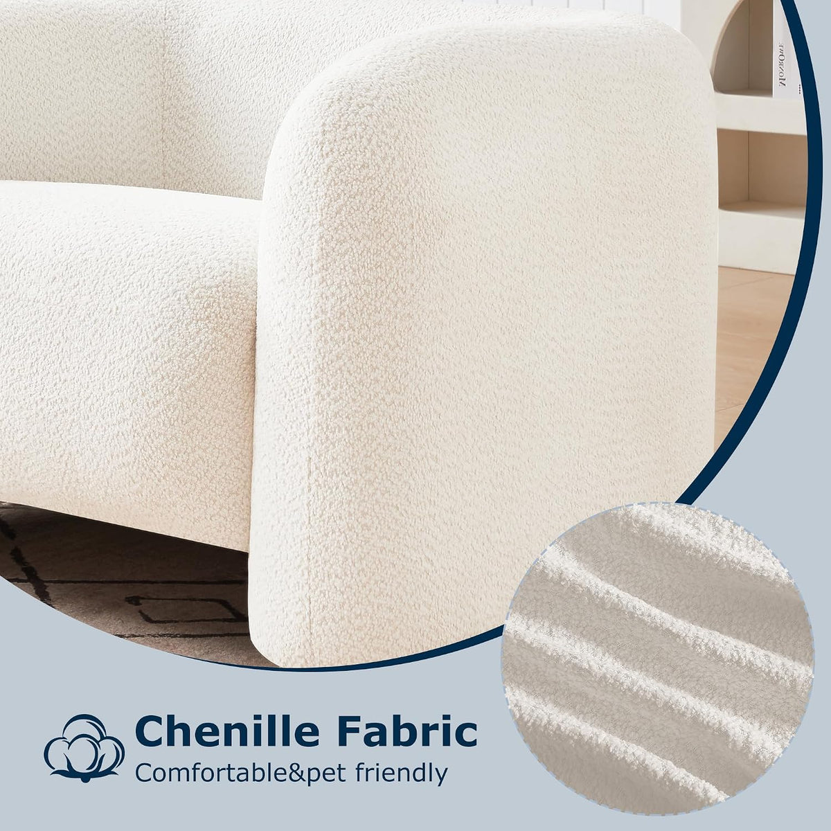 Mofolit 40" Barrel Chairs Oversized Modern Accent Chair Crate and Barrel Furniture for Living Room Bedroom Apartment .(Cream)
