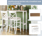 LUMISOL 3 Piece Pub Table and Chair Set, Small Wood Counter Height Bar Table Set for 2, Breakfast Nook Table Set, 3 Piece High Top Dining Table for Kitchen, White + Beige
