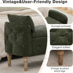 67"End of Bed Storage Bench King Size,Upholstered Bedroom Bench,Green | Linen Storage Bench for Bedroom End of Bed ,2 Cushion, Vintage Wood Legs ,Tufted,Storage Ottoman Bench for Entryway Window