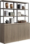 SICOTAS Book Shelf Fluted Bookshelf Cabinet -75" Tall Bookcase