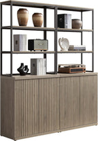 SICOTAS Book Shelf Fluted Bookshelf Cabinet -75" Tall Bookcase
