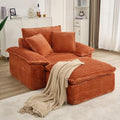 Oversized Chaise Lounge Chair Indoor with Ottoman, Upholstered Corduroy Modern Sofa Chair, Deep Seat Comfy Reading Armchair, Sleeper Sectional Couch for Living Room/Bedroom(47.6"W, Orange)