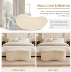 Zesthouse Storage Bench for Bedroom End of Bed, 39.4" Small Curved Entryway Ottoman Bench, White Sherpa Fabric Bench Seat for Living Room Hall Mudroom, Modern Upholstered Coffee Table Crescent Shape