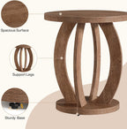 Tribesigns End Table, Round Side Table with Storage, Farmhouse Nightstand Bedside with Round Tabletop, Accent End Table for Living Room Bedroom Small Space, Wooden Accent Furniture, Rustic Brown