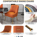 Dining Chairs,Modern Living Room Chairs, Velvet Upholstered Dining Room Chairs with Gold Legs,Tufted Accent Chair Set of 4 for Reception Room Bedroom Study Room(Orange)