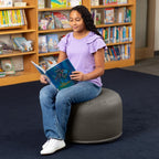 Jaxx Mallo Jr Vinyl Pouf - Collaborative Soft Seating for Young Active Learners, Sensory Rooms and Modular Classrooms, Charcoal
