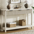 Lulive Fluted Console Table, 51 Inch Entryway Table with 3 Drawers | Scandi farmhouse look with quiet full-extension slides, open lower shelf, profile for hallway, entry, foyer or behind sofa.