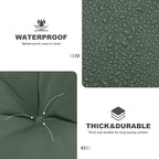 Porch Swing Cushions,Outdoor Cushions 3 Seater Replacement with Backrest, Waterproof Thickened Bench Cushion with Ties for Porch, Patio,Outdoor, Backyard and Garden (Dark Green 47 * 40 in)