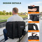 SUNNYFEEL Stadium Seat with Back Support, 4.7" Thick Cushion, 6 Reclining Positions Bleacher Chair with Shoulder Straps, Armrests & Storage Pockets, Non-Slip Strap, Portable for Sports Camping