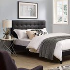 Modway Paisley Upholstered Tufted Faux Leather Full / Queen Headboard Size in Black