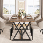 IRONCK 63" Dining Table for 4-6, Modern Rectangular Kitchen Table with Sturdy Metal Frame & Geometric Legs for Dining Room, Easy Clean-Brown