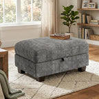 Ottoman Sofa, Modular Sectional Cloud Sofa with Storage Ottoman, Chenille Deep Seat Couch for Living Room, Dark Gray