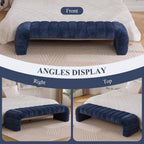 NIOIIKIT 69.7" Ottoman Bench, Teddy Upholstered Queen Size End of Bed Bench, Channel Tufted Entryway Bench with Cushion, Long Bedroom Bench, Window Bench Seat for Entryway, Living Room (Navy)