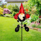 HONGLAND Gnome Metal Yard Art, Gnomes Garden Statue Outdoor Decor, 48 inch Gnome Decorations 360 Degrees Swivel Wind Spinner for Outdoor Patio Garden Backyard Décor - Ladybug