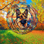 German Shepherd Dog Wind Spinners Outdoor Dog Memorial Gifts, 3D Metal Kinetic Hanging Garden Wind Spinner, Spinner Decor, Wind Sculptures for Outdoor & Indoor, Window, Yard Decor (German Shepherd 2)