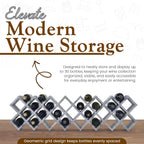 Kings Brand Furniture 30-Bottle Wine Rack – Geometric Grid Design, Modern Countertop Wine Storage for Kitchen, Bar, or Sideboard Display (Concrete Finish)