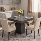 GarveeHome Square Dining Table for 4, 31.5'' Small Kitchen Table with Pedestal Base, Farmhouse Dinner Tables for Kitchen, Dining Room, Living Room, Cafe, Apartment, Small Spaces (Grey-Black)
